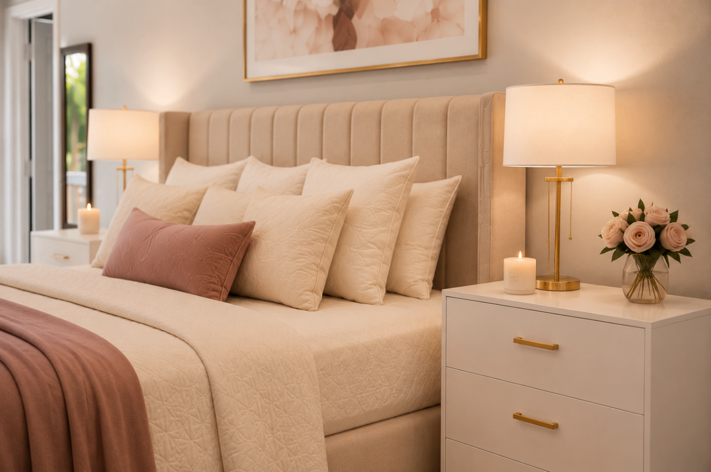Renewal Suite — cream bedroom detail